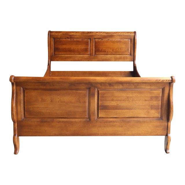 Ethan Allen Country French Queen Raised Panel Sleigh Bed For Sale
