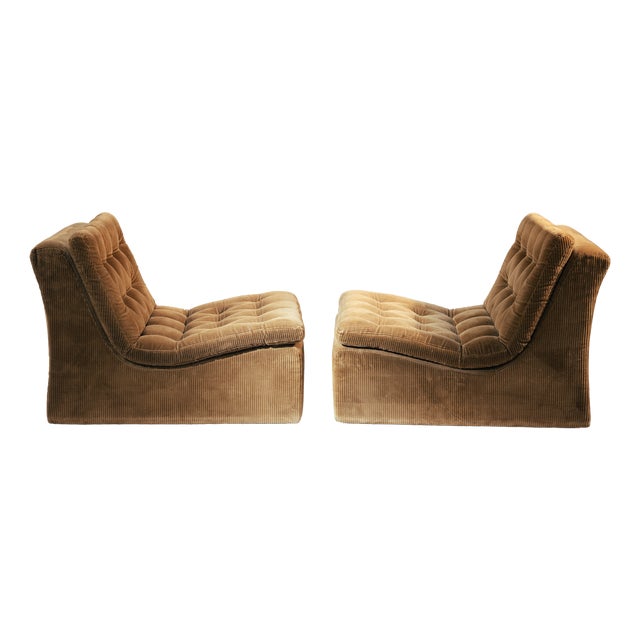 Brown Corduroy Modular Lounge Chairs by DUX, Sweden, 1970s, Set of 2 For Sale
