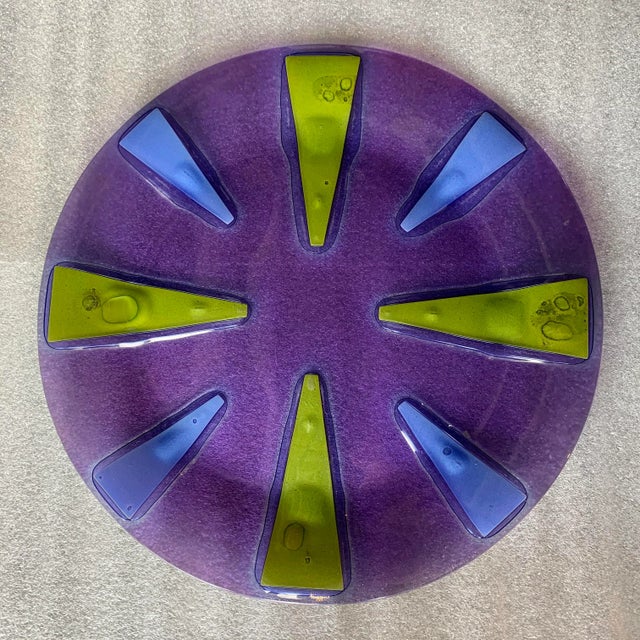 Glass Original Vintage Purple Higgins Art Glass Plate For Sale - Image 7 of 7