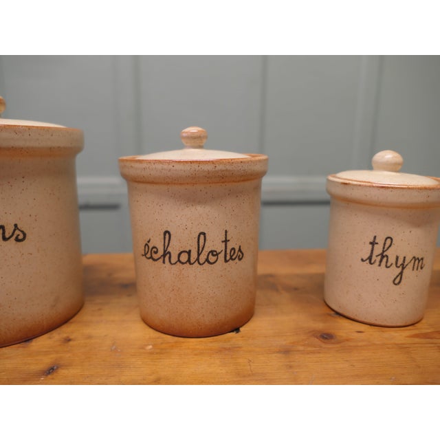 1960s French Earthenware Spice Crocks Storage Set, 1960, Set of 4 For Sale - Image 5 of 7