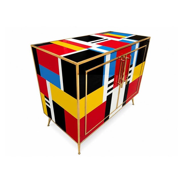 Multicolored Glass Sideboard, 1980s For Sale - Image 3 of 4