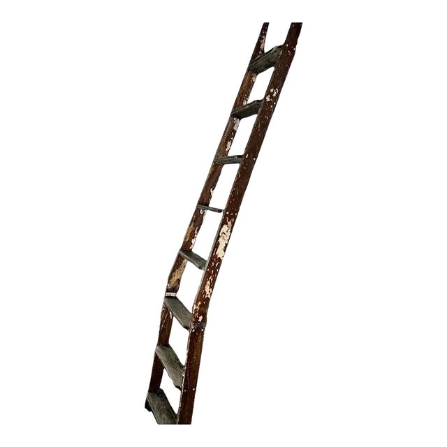 Antique Library Ladder With Great Patina For Sale