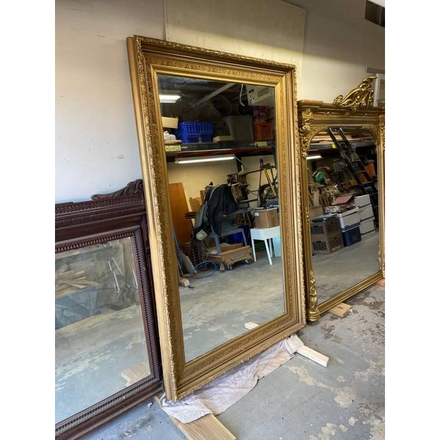 Early 1800s Large Antique Hand Carved Gold Leaf Wooden Mirror Chairish