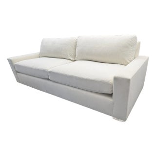 Rh Restoration Hardware Maxwell 2-Cushion Sofa 8' | Classic 40" Depth | Down-Feather | Performance Linen Weave – Natural For Sale