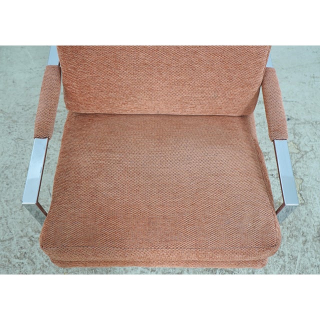 Textile Pair of Milo Baughman Chrome Frame Arm Chairs For Sale - Image 7 of 18