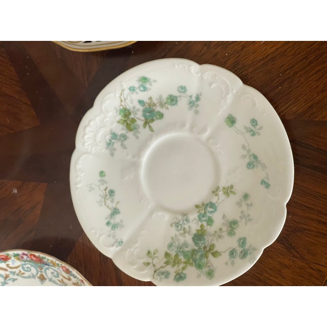 Shabby Chic Antque Porcelain Cake Stand With Demitasse Plates Limoges France For Sale - Image 3 of 9