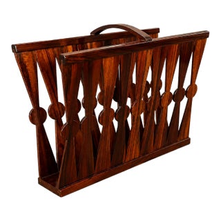 Brazilian Modern Sculptural Magazine Rack in Rosewood, Brazil, 1960s For Sale