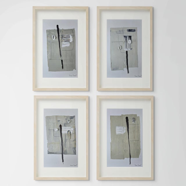 Set of 4 - One-of-a-Kind Contemporary Abstract Original Neutral Color Palette Oil Paintings / Earth Tones For Sale - Image 10 of 11