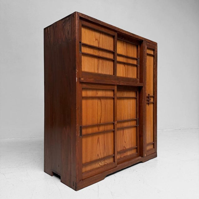 Wood Vintage Japanese Storage Cabinet with Sliding Doors, 1960s For Sale - Image 7 of 11