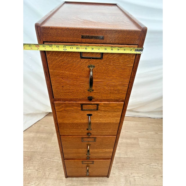 Antique Tiger Oak Filing Cabinet h.s Crocker San Francisco Four Drawers C1905 For Sale - Image 11 of 12