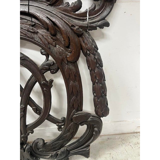 Brown Monogrammed Carved Oak Architectural Element, 18th Century For Sale - Image 8 of 12