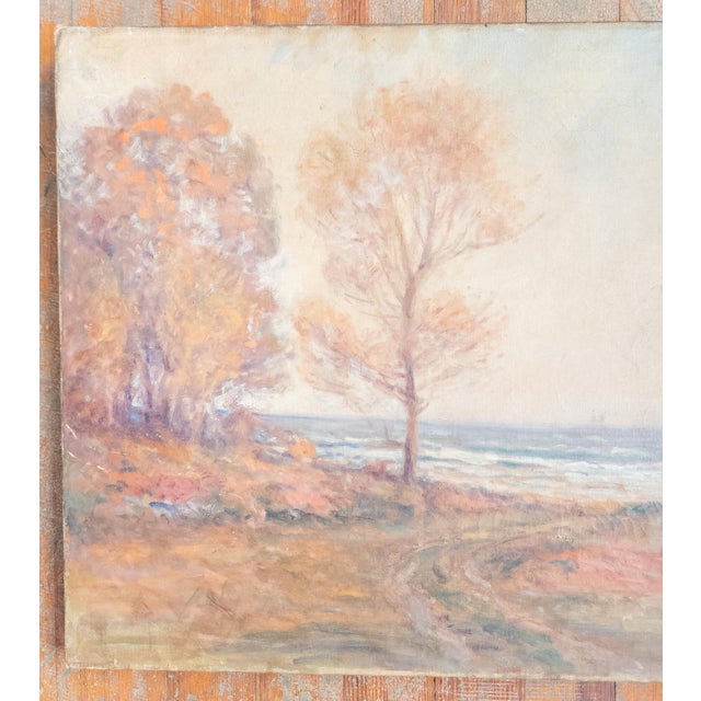 We are selling this charming American New England coastal scene. This painting has captured an Autumn landscape in...