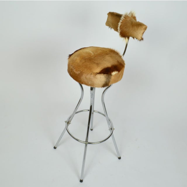 Swivel Barstools in Chrome and Goatskin, 1960s, Set of 3 For Sale - Image 9 of 18