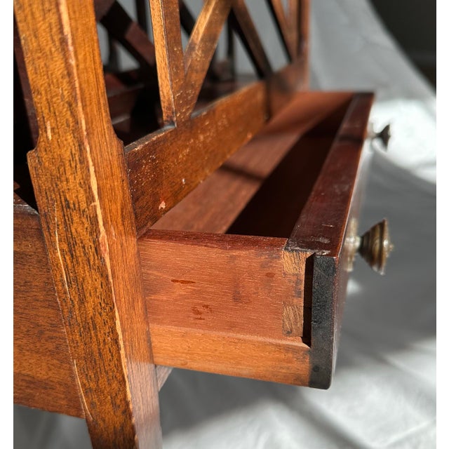 English 1920s W. & J. Sloane Master Craftsmen Mahogany Canterbury Magazine Rack For Sale - Image 3 of 11