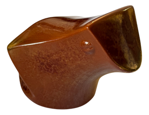 Mid-Century Modern Studio Pottery Frog Sculpture in Amber Glaze by Ouix, 1960s