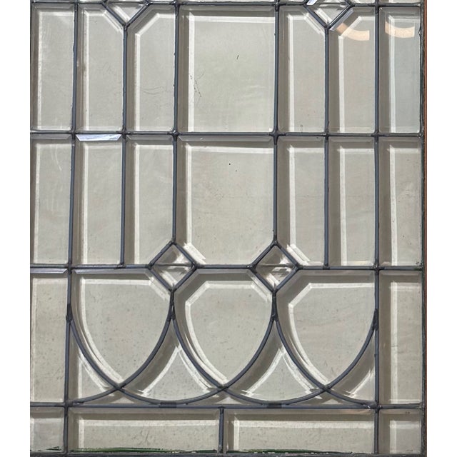 Traditional Antique Restoration Coat of Arms Motif Leaded Glass Door For Sale - Image 3 of 4