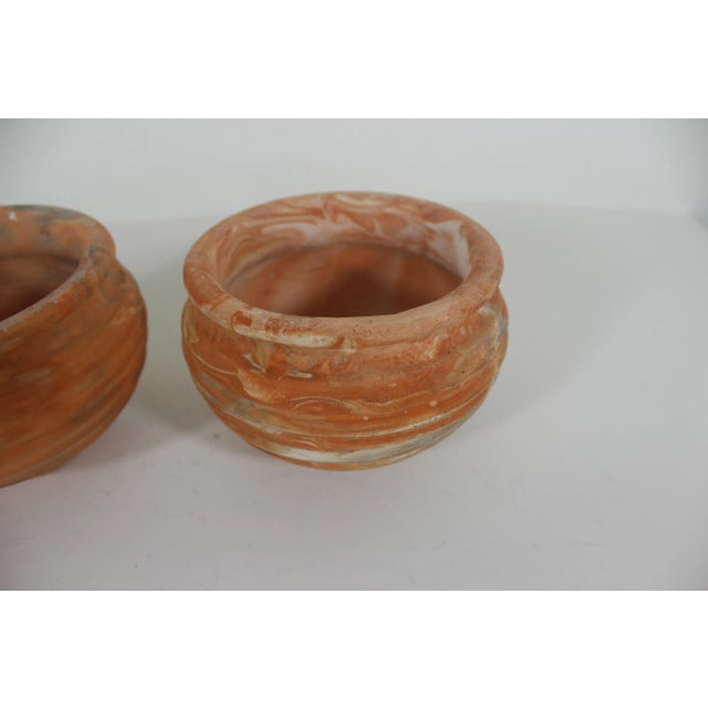 Vintage Comanche Pottery Unglazed Clay Terracotta Swirl Planters - Set of Two For Sale - Image 10 of 10
