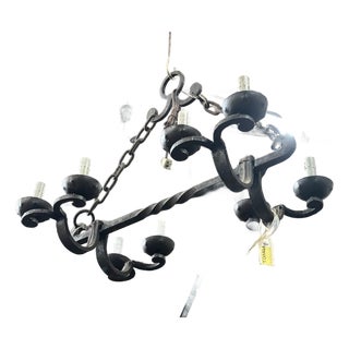 Mid 20th Century Suspended 8-Light Iron Chandelier For Sale