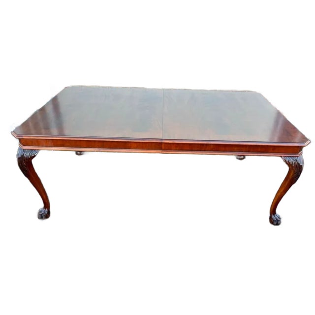 Late 20th Century Henredon Furniture Chippendale Style Flame Mahogany Extension Dining Table With 2 Leaves For Sale - Image 13 of 13