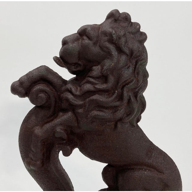 Early 20th Century Substantial Vintage Cast Iron Lion Doorstop For Sale - Image 5 of 6