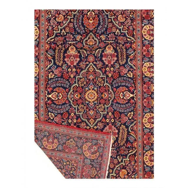 Traditional 1900 - 1909 Fine Hand Knotted Persian Antique Kashan For Sale - Image 3 of 4