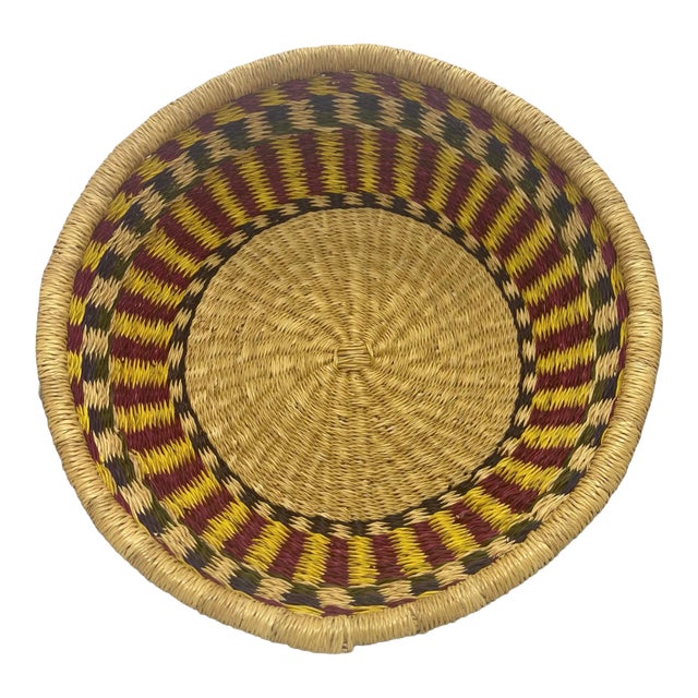 Mid 20th Century Vintage Bohemian Hand Woven Basket For Sale