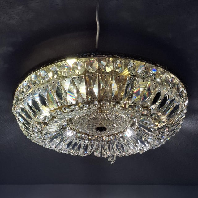 1960s Vintage Ceiling Light in Brass and Lead Crystal from Palwa, Germany, 1960s For Sale - Image 5 of 18