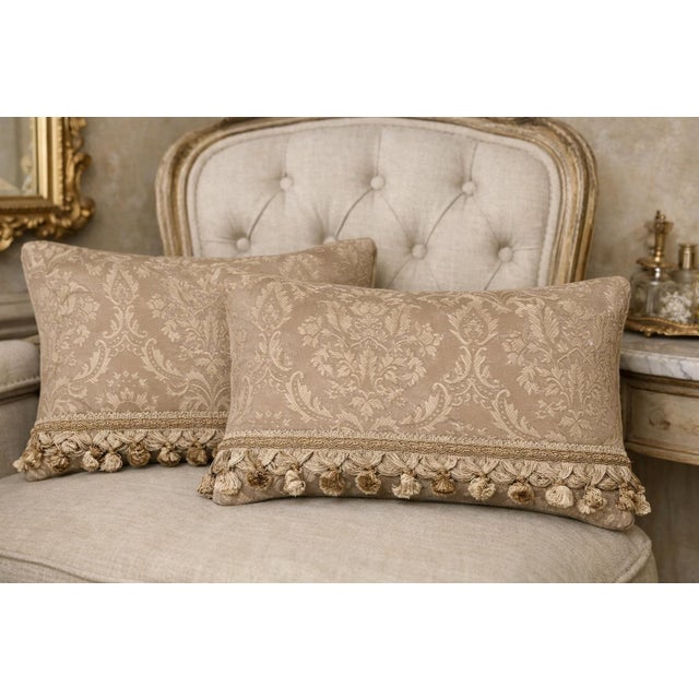 Single Vintage Damask Polyester Valance With Beautiful Tassel Trim — 52.5” W - Neoclassical, Grandmillennial & Italianate - See Pics! For Sale In New Orleans - Image 6 of 7
