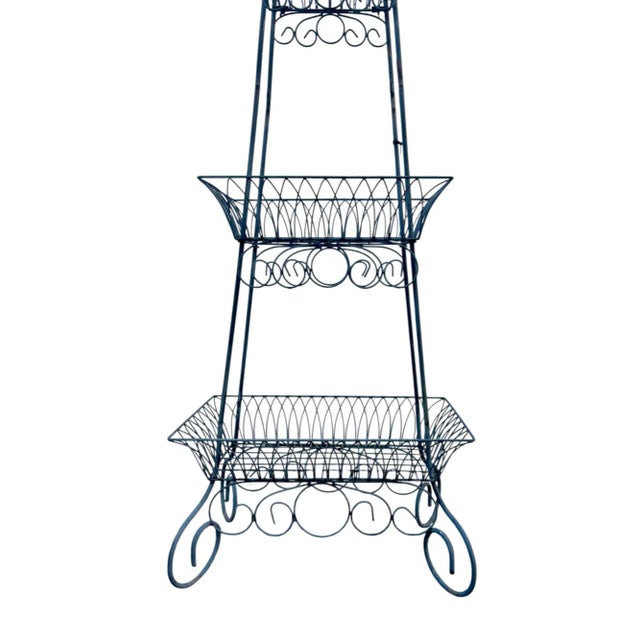 Mid 20th Century French Three-Tier Wire Baskets Plant Stand For Sale - Image 5 of 10