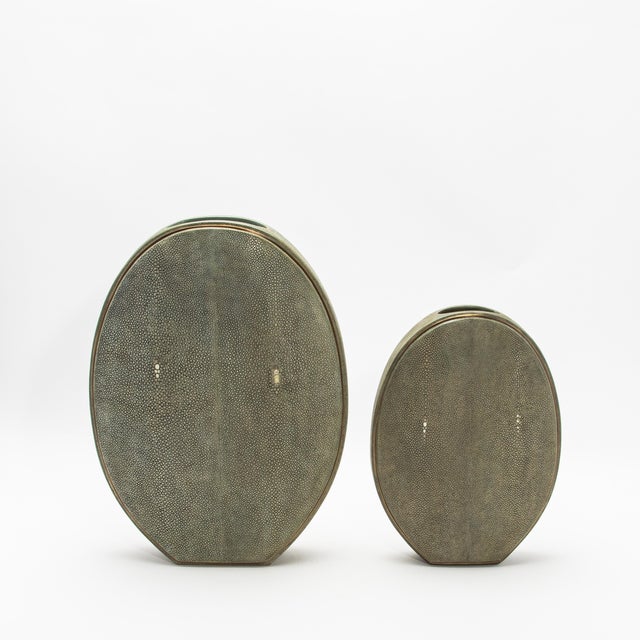 Shagreen Vase With Brass Details by R&y Augousti For Sale - Image 9 of 9