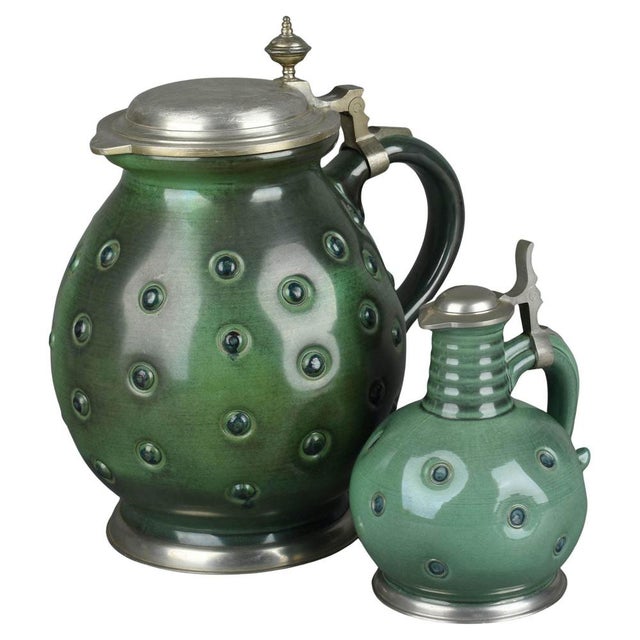 Vintage Green Pitchers by Eugen Wiedamann, Germany, 1950s-1960s, Set of 2 For Sale - Image 11 of 11