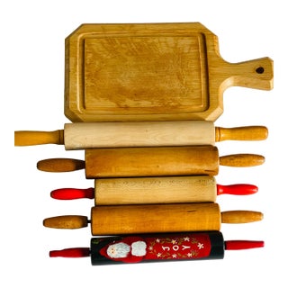 Reduced- 6 S Maple Rolling Pins With Maple Cutting Board Kitchen Utensils For Sale