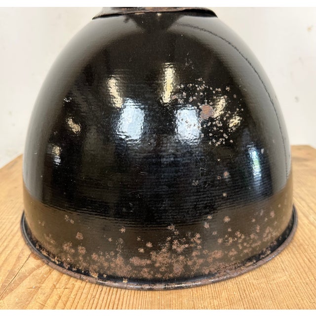 Industrial Bauhaus Black Enamel Pendant Lamp from Elektrosvit, 1930s For Sale - Image 15 of 18