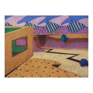 'Psychedelic Desert' by Jean Dibble, 1980, Great Lakes Woman Artist, Surrealist Pastel, Mapc For Sale