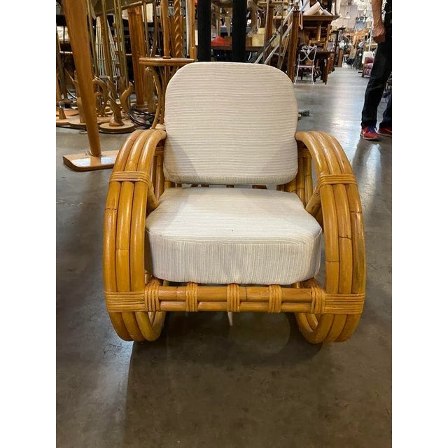 1950s Restored Child Size 3-Strand Round Full Pretzel Rattan Sofa & Lounge Chair For Sale - Image 5 of 12