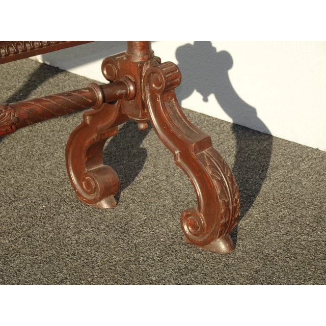 Vintage French Provincially Carved W Floral Tapestry Fireplace Screen Decor For Sale - Image 10 of 11