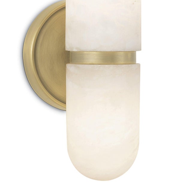 Salon Alabaster Sconce Small, Natural Brass For Sale In Detroit - Image 6 of 8