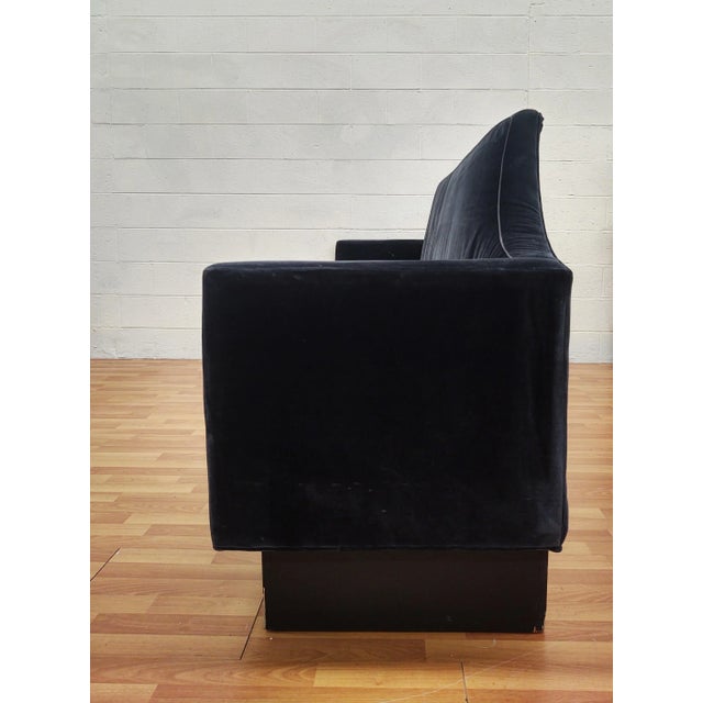 Vintage St Regis Hotel Nyc Custom Velvet Banquette Sofa For Sale - Image 4 of 5