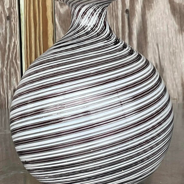 Vintage Signed Op Art Black & White Swirl Art Glass Vase For Sale - Image 13 of 13
