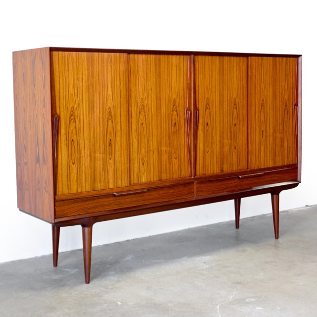 Gunni Omann Omann Jun. Model #13 Danish Rosewood Highboard Designed by Gunni Omann For Sale - Image 4 of 18
