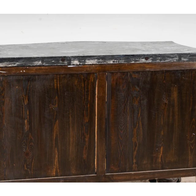 Brown A Louis XV-Style Marble-Top Commode Dresser With Exquisite Greek Key Inlay For Sale - Image 8 of 8