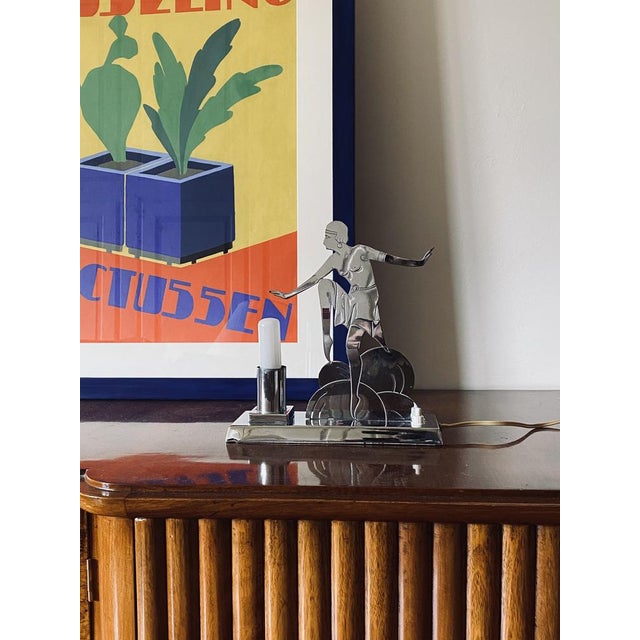 Art Deco Charleston Dancer Cubist Table Lamp from LW Paris, France, 1930s For Sale - Image 10 of 16