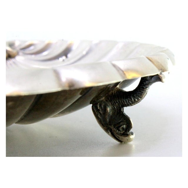 Shell-Shaped Silver Bowl with Fish-Shaped Feet For Sale - Image 4 of 9