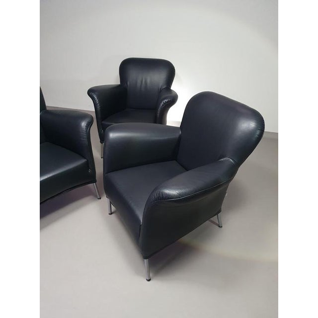 Model Turn Chair in Black Leather by Bert Plantagie, Set of 3 For Sale - Image 11 of 18