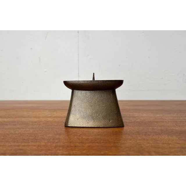 Vintage Brutalist Metal Candleholder, 1970s, in Very Good conditions. Designed 1970 to 1979