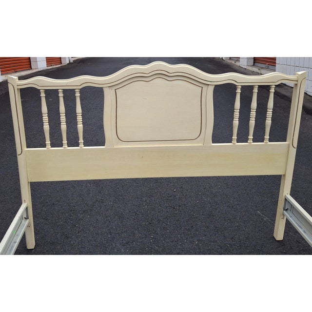 Mid Century French Provincial Style Cream Painted and Partial Gilt Full Size Bed For Sale - Image 10 of 10