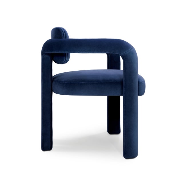 Double Arch Dining Chairs in Navy Blue Cotton Velvet from Insidherland, Set of 8 For Sale - Image 4 of 14