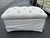 Custom Tufted Ottoman in light gray, traditional style with skirt. 20" x 42" x 20"H. Recently reupholstered, barely used,...