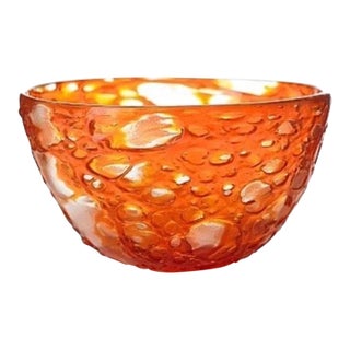 Early 1900s Murano Blown Glass Bowl Fratelli Toso Attributed to Hans Stoltenberg-Lerche Red Orange For Sale