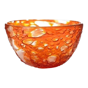 Early 1900s Murano Blown Glass Bowl Fratelli Toso Attributed to Hans Stoltenberg-Lerche Red Orange